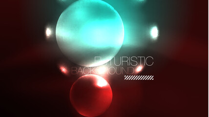 Neon glowing circles, magic energy space light concept, abstract background wallpaper design
