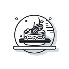 blackforest cake with cherry on top icon illustration