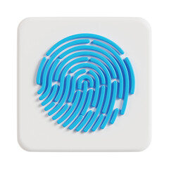 fingerprint 3d render icon illustration, transparent background, security