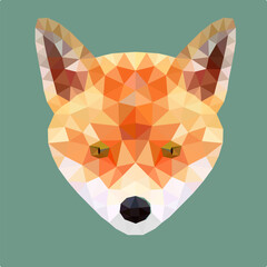 illustration of an orange color fox vector low poly