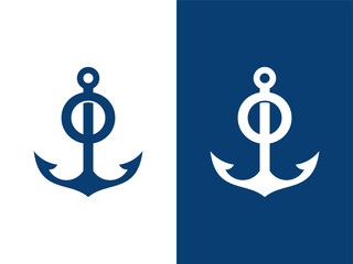 Letter O with anchor logo vector template © nurazizahku94