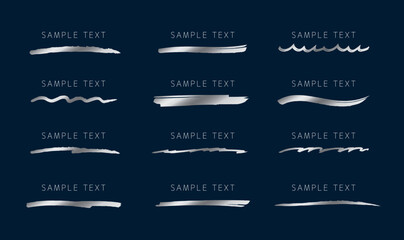 ペンで描いたシルバー色のアンダーラインブラシセット