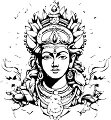 Hindu lord krishna black and white images