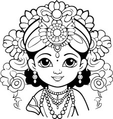 Hindu lord krishna black and white images