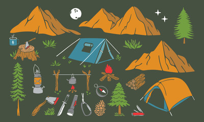 set of camping icons