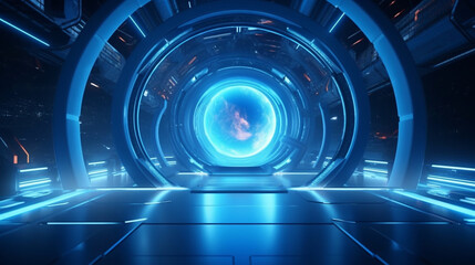 Futuristic virtual reality background. Generative IA