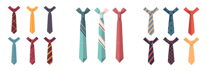 set vector illustration of multicolors necktie isolate on white background