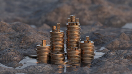 Stack of gold coin, money growth and sucess concept