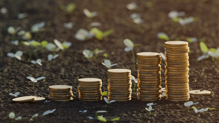 Stack of gold coin, money growth and sucess concept