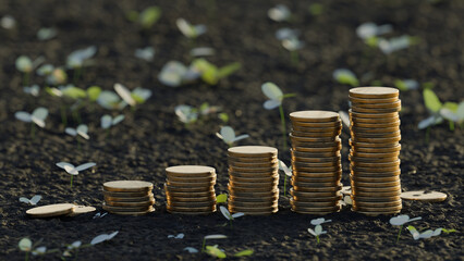 Stack of gold coin, money growth and sucess concept