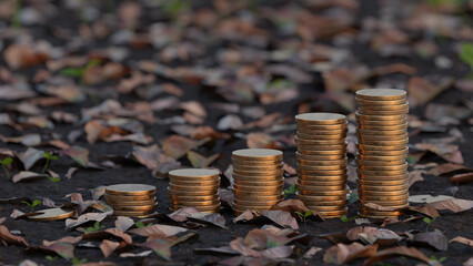 Stack of gold coin, money growth and sucess concept