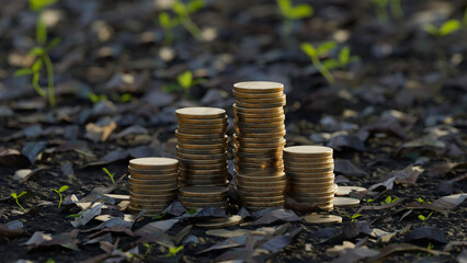 Stack of gold coin, money growth and sucess concept