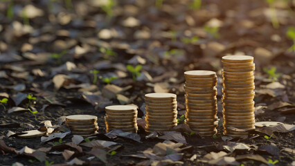 Stack of gold coin, money growth and sucess concept