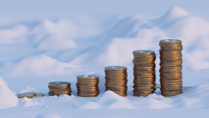 Stack of gold coin, money growth and sucess concept