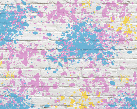 Brick background with splash paint © Infinite design