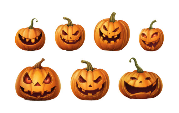 set vector illustration of halloween theme pumpkin isolated on white background