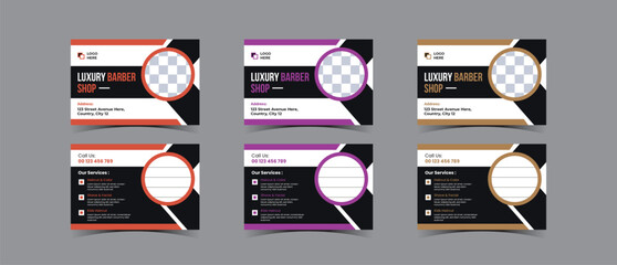 Postcard template design for Barbershop business