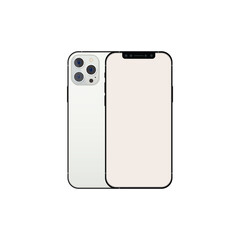 Starlight Iphone pro 14 mobile backside and front side view with blank screens Transparent image