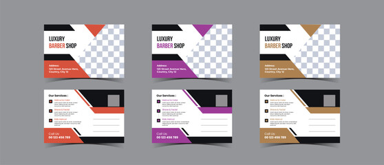 Postcard template design for Barbershop business