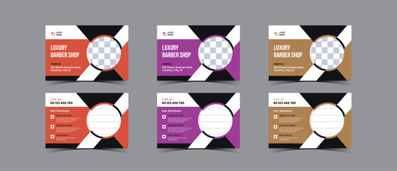 Postcard template design for Barbershop business