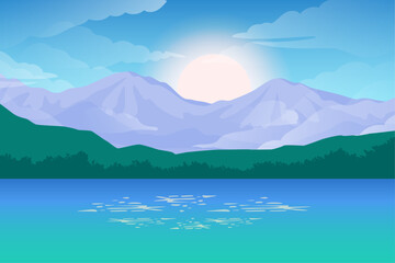 gradient lake scenery mountain landscape background