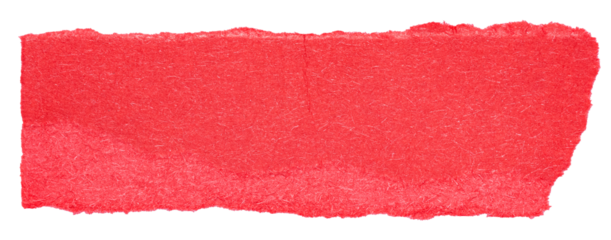 Single piece of isolated ripped torn blank red paper, rough edges, with copy space for text on white or transparent background