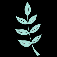Colorful Vector Leaf Illustration on Black Background. Hand Drawn Leaf Isolated on Black Background.