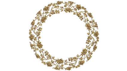 golden flowers ornament circular border 