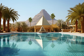 Fototapeta na wymiar Ein schöner Pool in einer imaginären Anlage in Ägypten