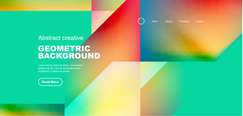 Triangles with fluid gradients, abstract landing page background. Minimal shapes composition for wallpaper, banner, background, leaflet, catalog, cover, flyer