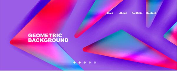 Bright colorful triangular shapes abstract background with fluid color effect. Glass, light and shadow effects. Illustration For Wallpaper, Banner, Background, Card, Book Illustration, landing page