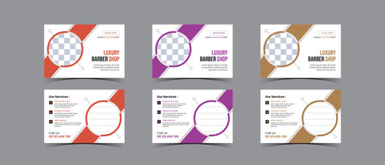 Postcard template design for Barbershop business