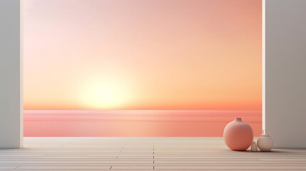 Serenity and tranquility in a sunset background. Generative IA