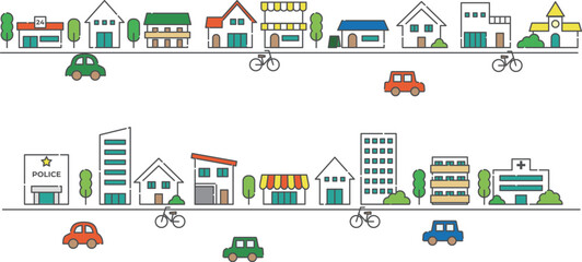 建物・街並み　イラストセット　03　カラー