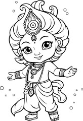 Hindu lord krishna black and white images