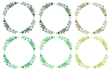 花のサークルフレームセットイラスト