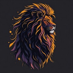 Lion head pop art illustration generative ai