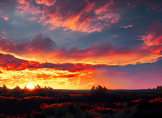 sunset over the mountains