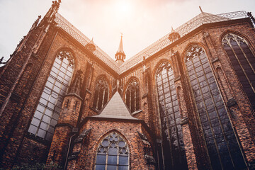 Architectural detail of the olds gothic cathedral in Europe