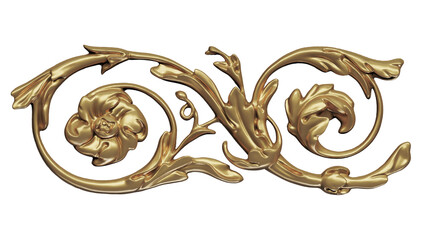 antique golden ornament pattern isolated clear background