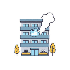 火事の被害をうけるマンション © e-suke