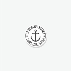 Anchor symbol logo design template sticker icon