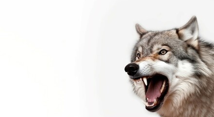 Wolf screaming canine banner. Generate Ai