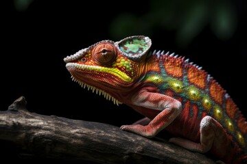 Fototapeta premium Colorful chameleon animal. Generate Ai