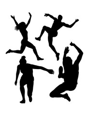 Fototapeta na wymiar Long jump sport training pose silhouette