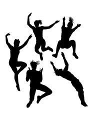 Fototapeta na wymiar Parkour jumping and somersault sport training pose silhouette