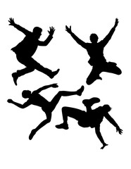 Parkour jumping sport training pose silhouette