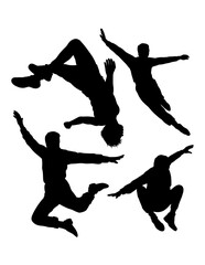 Parkour somersault and jumping sport training pose silhouette