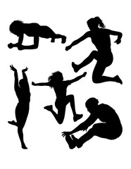Physical gymnastic sport training pose silhouette