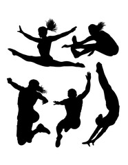 Parkour and gymnastic sport training pose silhouette